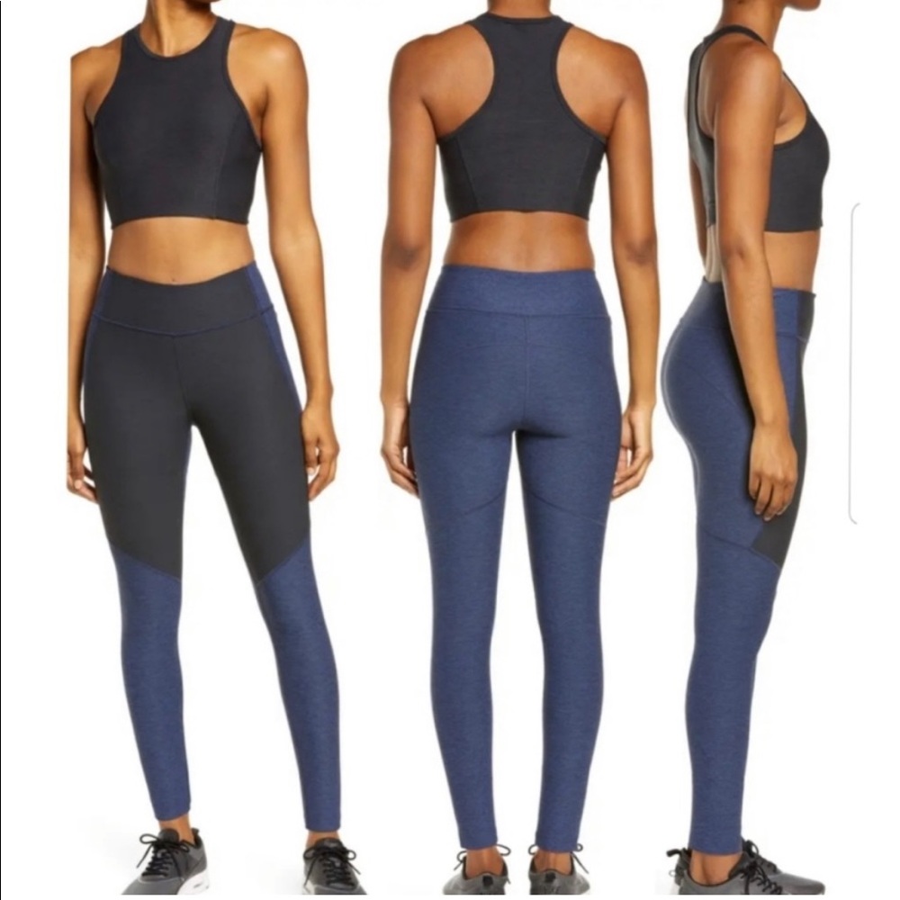 Outdoor Voices Blue Black Color Block Leggings Size Medium